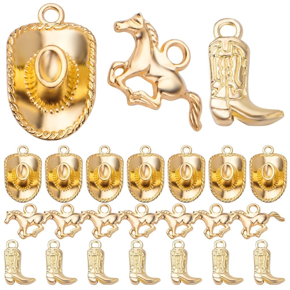 9454 60pcs Gold Plated Western Themed Cowboy Charms Tibetan Alloy Cowboy